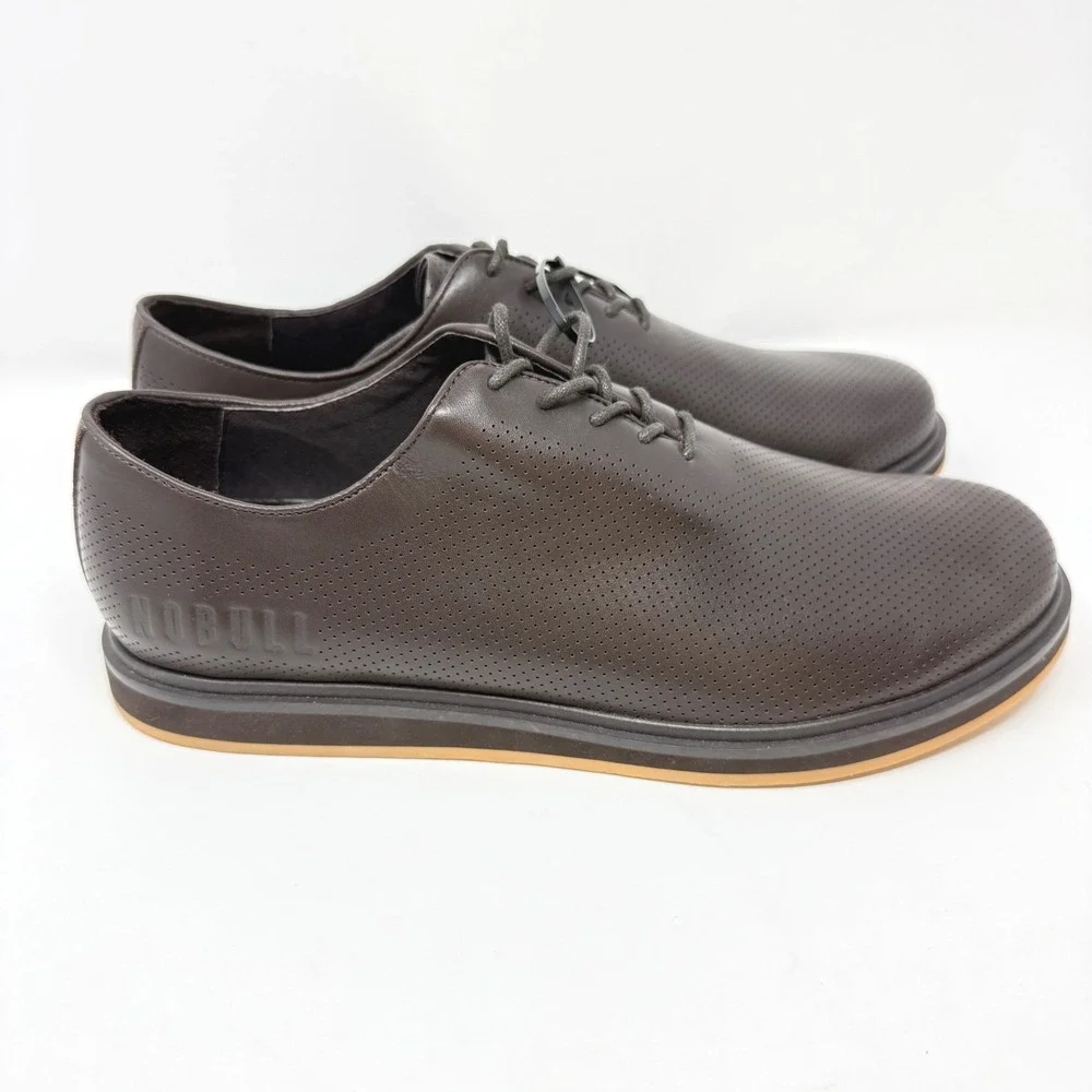 NOBULL Mens Size 11.5 US Leather Dress Shoes Espresso Perforated Oxford NWOT